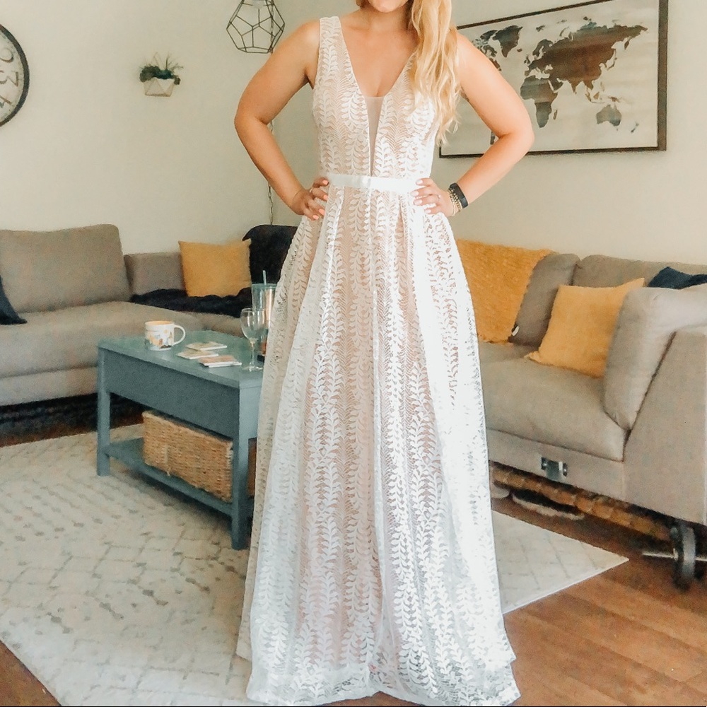 Flowy lace wedding dress/ formal dress